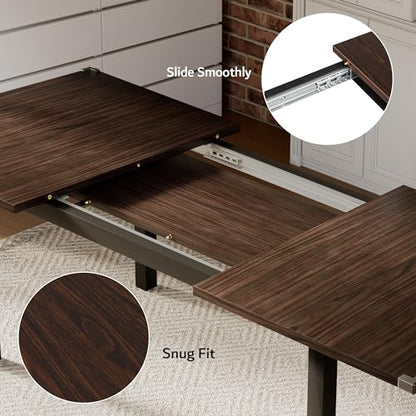 iPormis 7 Pieces Dining Table & Chairs Set for 4-6, 63" Extendable Kitchen Table and 6 Chairs, Dining Room Table with MDF Board & Metal Frame, Perfect for Small Space, Easy Clean, Espresso - color: Espresso