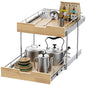 Sikarou Pull Out Cabinet Organizer,Heavy-Duty Slide Out Shelf, Wood and Wire Basket, Pull Out Drawer for for Kitchen Under Sink Space, Pantry, Bathroom, 2 Tie 14 * 21 in - size: 2-TIE 14*21 WM