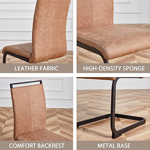 Baysitone Modern Dining Chairs Set of 2, Side & Kitchen Chairs with Faux Leather Padded Seat, High Back, for Dining, Kitchen, Living Room - Brown - color: Brown, size: Set of 2