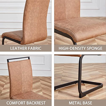 Baysitone Modern Dining Chairs Set of 2, Side & Kitchen Chairs with Faux Leather Padded Seat, High Back, for Dining, Kitchen, Living Room - Brown - color: Brown, size: Set of 2