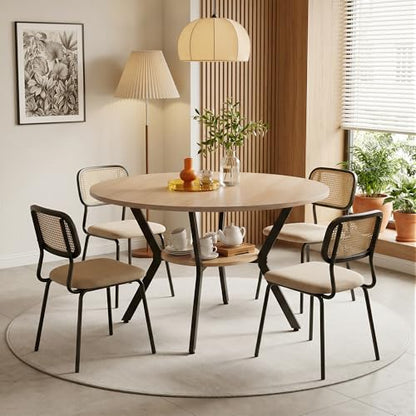 Miereirl 42.13" Round Dining Table for 4, Modern Kitchen Table with Open Storage Shelf, Wood Dining Table for Dining Room, Apartment, Small Spaces - color: Natural