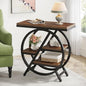 Tribesigns End Table for Living Room, 3-Tier Narrow Side Table with Storage, Wood Sofa Side Table with Geometric Metal Frame, Industrial Nightstand and Bedside Table for Bedroom - color: Rustic Brown