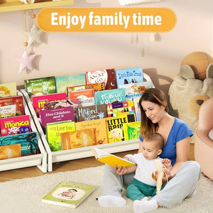 Aokitsink Toddler Bookshelf,Montessori Bookshelf,Bookshelves for Toddlers and Nursery,4 Tier Baby Bookshelves for Kids Rooms,Nursery,Playroom,Baby Room, Small Children Classroom - color: Off-white