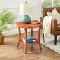 Roundhill Furniture Perth Contemporary Round End Table with Shelf - color: Orange