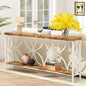 karlott 70.9 inch Extra Long Sofa Table, Industrial Console Table Behind Couch with 2 Tier Storage Shelf, Narrow Entryway Table for Entryway, Living Room, Foyer, Hallway, Unique Design, White - color: White