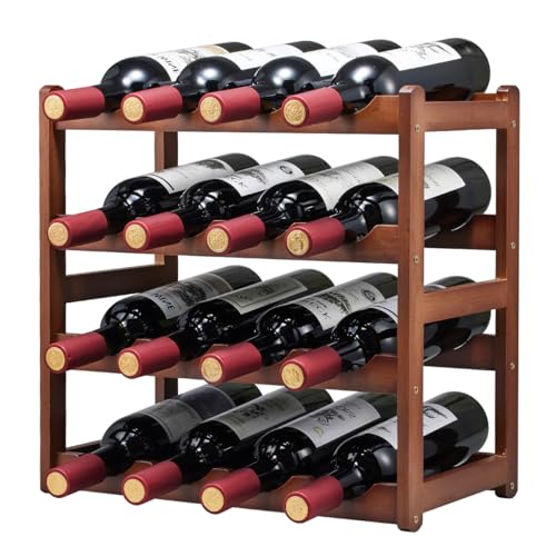 Bamboo Wine Rack,4 Tier, Wine Bottle Holder, Hold 16 Bottles for Home Kitchen, Dinging Room, Pantry, Cabinet, Bar - color: 4 Tier Brown