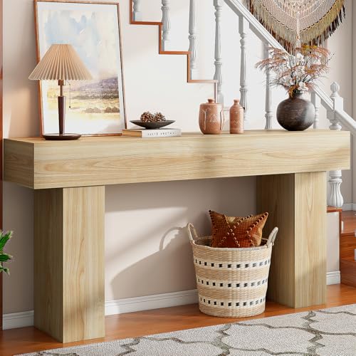 knoworld 63 Inch Long Console Table for Entryway, Farmhouse Wood Rectangular Sofa Table Behind Couch Table, Narrow Entryway Table for Living Room, Entrance, Hallway, Foyer, Easy Assembly (Natural) - color: Natural