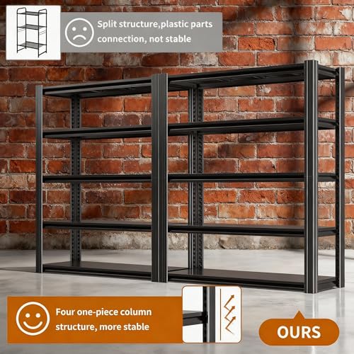 Garage Shelving, Heavy Duty Storage Shelves, Adjustable Boltless Units | Metal Shelving with Double Layer Posts, Industrial Steel Shelving for Garage Basement Warehouse Kitchen, Black, 31H*28W*14D - size: 28W*31H*14D-3T