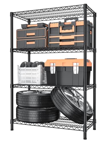 Golpart 4Tier Adjustable Storage Shelves Metal Wire Shelving Standing Shelf | Utility Heavy Duty Unit Rack Closet Organize for Home Kitchen Laundry Room Organization Pantry 18"Dx36"Wx59"H Black - color: Black, size: 4-tier-18"Dx36"Wx59"H