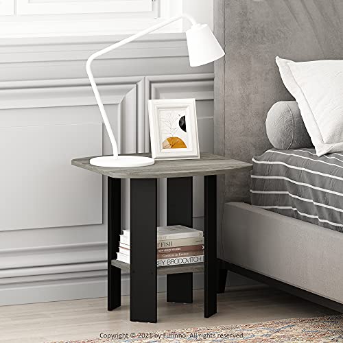 Furinno SIMPLE DESIGN Set of 2 Side Table, 2-Tier End Table, French Oak | Soft Edges, Open Shelves Modern Night Stand, Bedside Table, for Living Room, Bedroom - color: French Oak/Black, size: 2-Pack, 2 Tiers, Standard Leg
