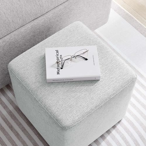 Modway 17" Square Woven Heathered Fabric Upholstered Upholstered Ottoman - color: Heathered Weave Light Gray