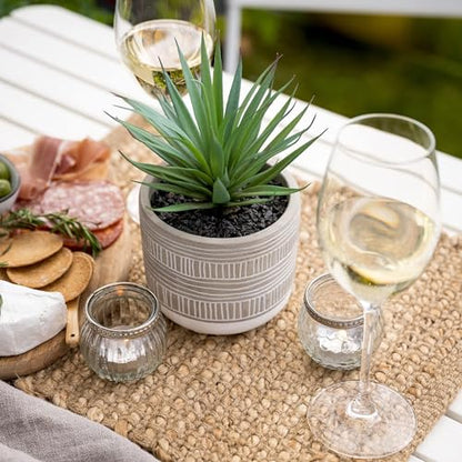 Kurrajong Farmhouse Artificial Plant | 8" Fake Plant for Desk Decor | Artificial Succulent in Pot | Fake Succulent | Faux Plant Indoor | Artificial Greenery for Shelf Decor