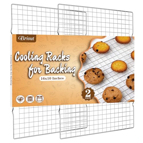 Cooling Rack for Baking 2-Pack, 16x10 Inches Baking Rack, Thick Wire Cookie Rack for Cooking, Roasting, Grilling, Drying, Oven Safe, Fits Half Sheet Pan, Silver - color: Silver, size: 16"x10"-2PC
