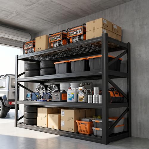 8000 LBS Heavy Duty Garage Shelving, 71" W x 24" D x 71" H 4-Tier Industrial Metal Storage Rack, Adjustable Steel Shelving Unit Holds 2000 LBS Per Shelf for Garage, Warehouse & Workshop - size: 4T 70.8" W x 24" D x 70.8" H