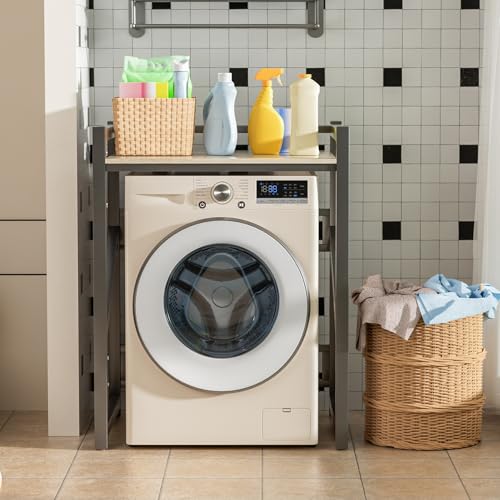 Washer Dryer Stacking Rack Stand, 660lbs Capacity Heavy Duty Washing Machine Storage Utility Rack with Countertop, Height Adjustable Washing Machine Shelf for Laundry Rooms Bathrooms