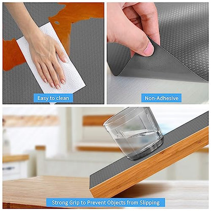 Bloss Drawer and Shelf Liners Non Adhesive EVA Drawer Mat Kitchen Cabinet Liners(12 Inch x 10 FT), Shelf Paper for Bathroom,Kitchen,Desks,Cupboard-Grey - color: Gray, size: 12"W x 118"L