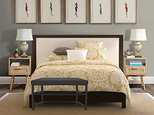 Finnhomy Entryway Shoe Rack with Cushioned Seat, Shoe Bench for Entry, 2 Shelves Storage Bench w/Faux Leather Top Bed Bench, Black - style: Traditional