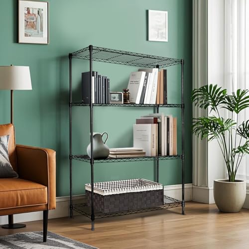 Heavy-Duty Black 4 Tiers Steel 36x14x54 Wire Shelving NSF Certified. Adjustable Storage Rack for Kitchen,Garage,and Laundry Utility Room (4Tiers-36x14x54) - size: Black-4Tiers-36x14x54"