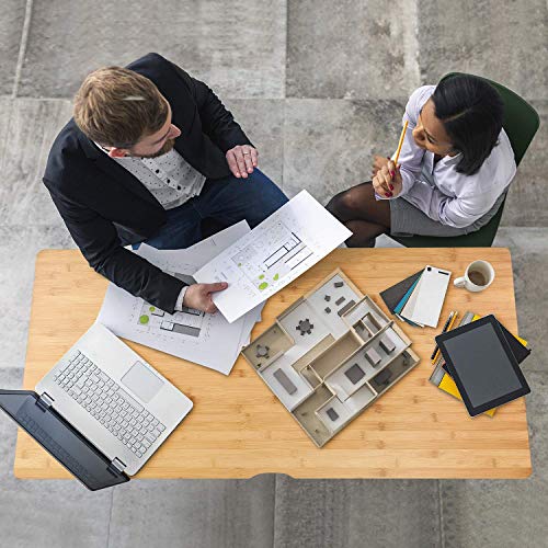 Nnewvante Writing Computer Desk 46" Bamboo Home Office Table with 2 Drawers, Modern Furniture Simple Study Makeup Workstation - size: 46''-Bamboo