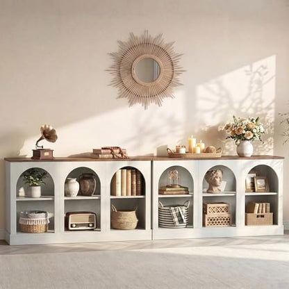Tribesigns Farmhouse Console Table, 63-Inch Long Entryway Table with 3 Tier Storage, Wooden Rectangular Sofa Table Behind The Couch for Entrance, Hallway, Living Room, Off-White and Brown - color: Off-white and Brown