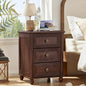 RWYHG 18" Night Stand with Charger Station, Nightstand with 3 Drawers | Farmhouse Modern Bedside Table, Metal Handle, Roman Column Legs, Walnut Bed Side End Tables for Bedroom Living Room - color: Walnut, size: 18"D x 18"W x 24"H (3 Drawers)