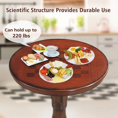 Giantex Round Dining Table, 30" D X 41.5" H, Wooden Pub Pedestal Side Table W/Chessboard, Adjustable Foot Pads, Multi-Purpose Dinner Table for Small Space, Kitchen, Dining Room, Restaurant, Walnut - color: Walnut, size: 30"Dx41.5"H