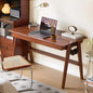 100% Solid Wood Desk Home Office Desk Mid Century Modern Rubberwood Writing Computer Desk with Drawer for Home Office 31" W - color: Teak-rubberwood, size: 31"W