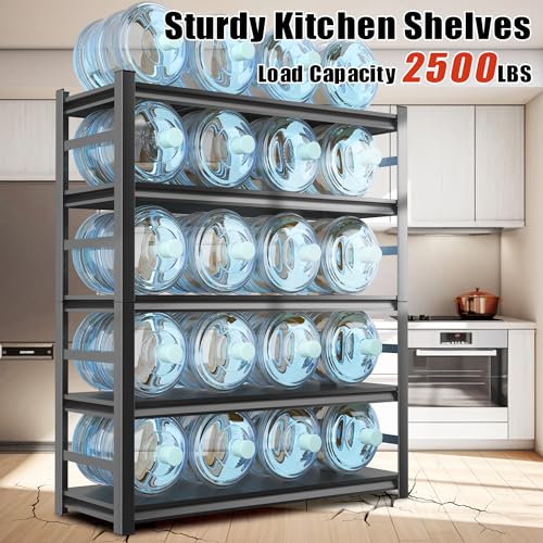 2500LBS Heavy Duty Metal Shelving Unit, 5-Tier Adjustable Kitchen Storage Shelves, Large Pantry Organization Rack for Microwave & Appliances, No-Bolt Utility Rack, 35.4"W x 15.75"D x 71.2"H - size: 5-Tier 35.4" W x 15.75" D x 71.2" H