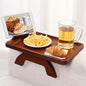 SINWANT Couch Arm Tray with 360° Rotating Phone Holder,Bamboo 15.35"x9.85" Folding Wide Sofa Arm Tray,Anti Slip Clip on Side Table Couch Armrest for Snacks,Drinks,Remotes - color: Walnut