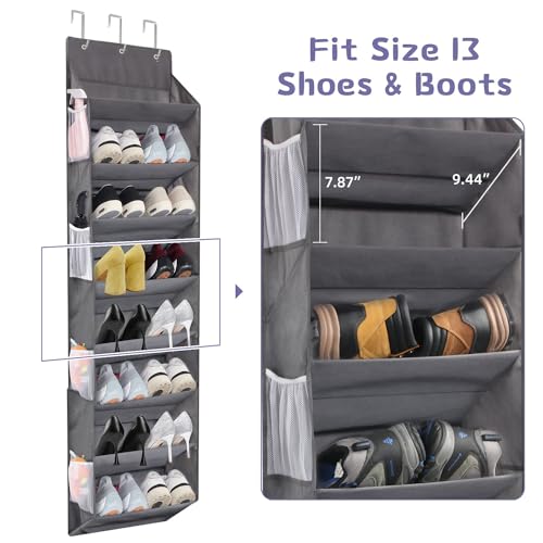 Over the Door Shoe Organizer Hanging with 8 Mesh Pockets 8 Wire Large Deep Pockets, 50lbs Weight Capacity Fits 16 Pairs Shoes Door Shoe Rack Store for Closet and Narrow Door 1 Pack - style: 8 Layer