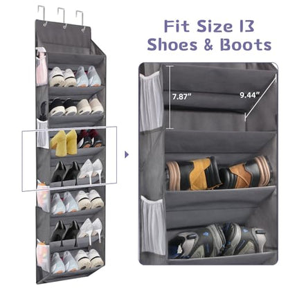 Over the Door Shoe Organizer Hanging with 8 Mesh Pockets 8 Wire Large Deep Pockets, 50lbs Weight Capacity Fits 16 Pairs Shoes Door Shoe Rack Store for Closet and Narrow Door 1 Pack - style: 8 Layer