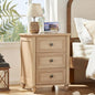 RWYHG 18" Night Stand with Charger Station, Nightstand with 3 Drawers | Farmhouse Modern Bedside Table, Metal Handle, Roman Column Legs, Natural Bed Side End Tables for Bedroom Living Room - color: Natural, size: 18"D x 18"W x 24"H (3 Drawers)