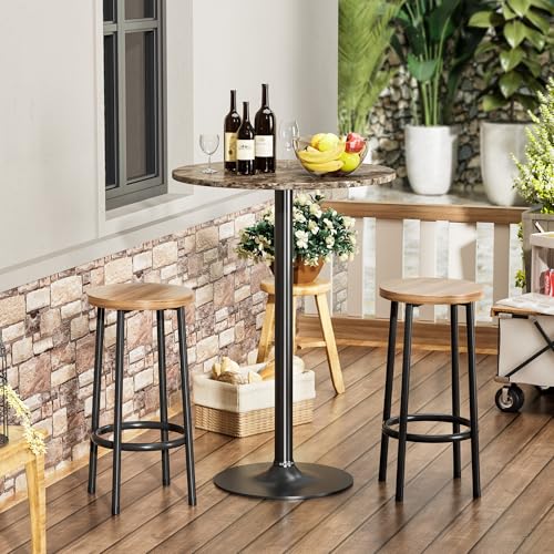 Shahoo Round Bar Table, Cocktail Table with Metal Base & MDF Top, Counter Height Pub Table for Dining Room, Living Room, Kitchen, Bar, Pub, Cafe, Faux Marble - color: Faux Marble, style: Basic