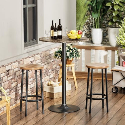 Shahoo Round Bar Table, Cocktail Table with Metal Base & MDF Top, Counter Height Pub Table for Dining Room, Living Room, Kitchen, Bar, Pub, Cafe, Faux Marble - color: Faux Marble, style: Basic