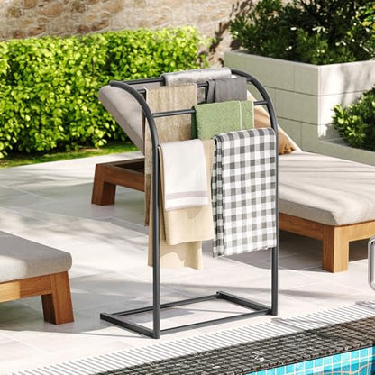 YATINEY Free Standing Towel Rack, 4-Tier Blanket Rack for Bathroom, Pool Towel Stand Display and Drying Rack, Modern Towel Blanket Storage Organizer, Black CJ07BK - color: Black