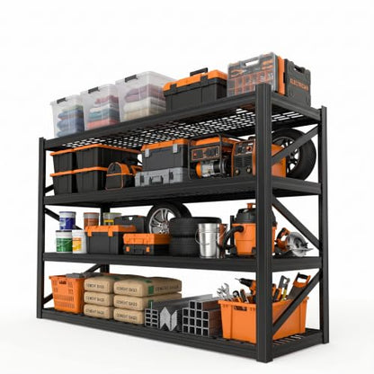 8000 LBS Heavy Duty Garage Shelving, 71" W x 24" D x 71" H 4-Tier Industrial Metal Storage Rack, Adjustable Steel Shelving Unit Holds 2000 LBS Per Shelf for Garage, Warehouse & Workshop - size: 4T 70.8" W x 24" D x 70.8" H