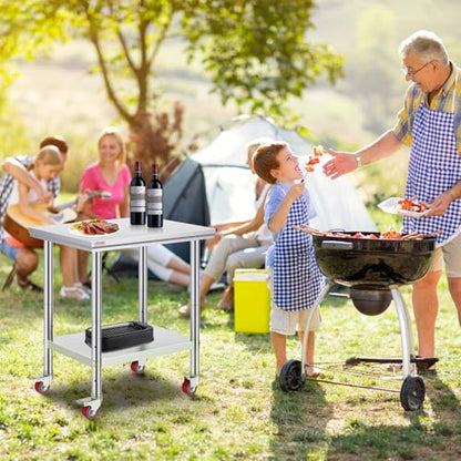 VEVOR Stainless Steel Work Table 30 x 24 x 33 Inch Prep Table with 4 Caster - size: 30*24*33In, style: With Caster