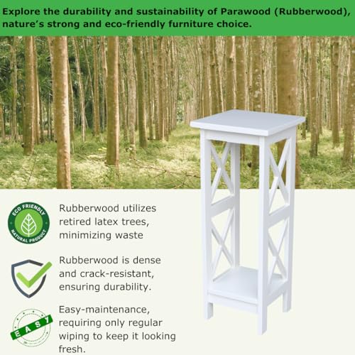 IC International Concepts, 30" X-Sided Plant Stand , Solid Wood, Real Parawood, 12" W x 12" D x 30" H, Easy Assembly, Snow White - color: Snow White, size: 12 inch W x 12 inch D x 30 inch H