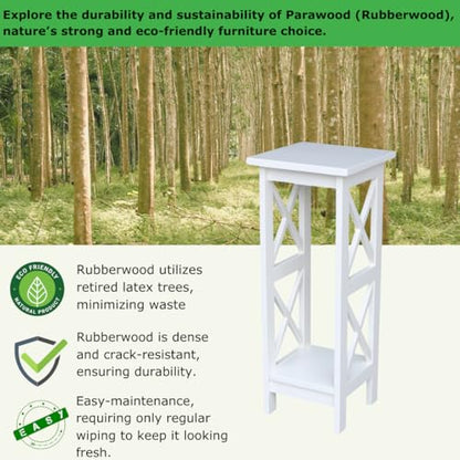 IC International Concepts, 30" X-Sided Plant Stand , Solid Wood, Real Parawood, 12" W x 12" D x 30" H, Easy Assembly, Snow White - color: Snow White, size: 12 inch W x 12 inch D x 30 inch H