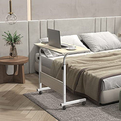 Side Table with Wheels, Home Snack Side Table with Castors Mobile (Maple) - color: Maple, size: 31.5 inches