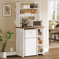 YITAHOME 6-Tier White Mini Fridge Stand with Power Outlet | Fits Mini Fridge, 6-Tier Storage, Built-in Power Outlet, Farmhouse Style, for Dining Room Dorm Office, Easy Assembly