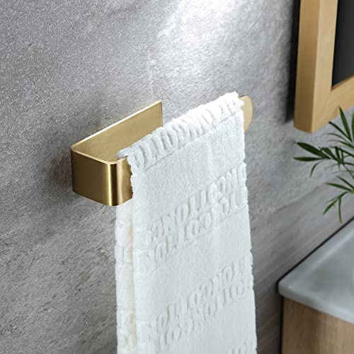 Taozun Gold Towel Holder Adhesive Hand Towel Bar Rack Brushed Brass Finish | Towel Ring, Stainless Steel, Rustproof, No Drill, Strong Stick, Rustproof, Sleek Nodern Look, Renter/RV Friendly, 7.9 Inch - color: Gold, size: 8-inch
