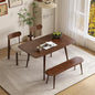 39’’-55’’ Oak Extendable Dining Table and Chairs & Bench Set, Solid Wood Folding Kitchen Table, Mid Century Dinner Table for Kitchen, Apartment, Living Room (Walnut, 55''+2Chairs-HSB+47'' Bench) - color: Walnut, size: 55''+2Chairs-HSB+47'' Bench