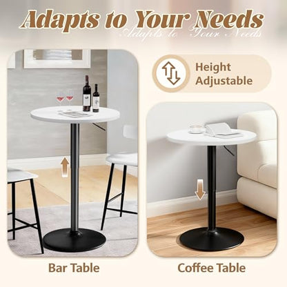 Shahoo Bar Table, Adjustable Height Pub Table 27.4-36 Inches, Cocktail Table for Bar, Bistro, Café, Home, White - color: White, style: Height Adjustable
