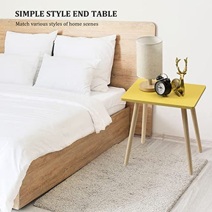 FORAOFUR Side Table, Small End Table Accent Living Room Bedroom Balcony Office, Modern Bedside Home Decor, Easy Assembly, (Yellow, 15.75D x 11.8W 16.54H in) | Yellow wood, modern rectangular, fits living/bedroom/balcony, compact, versatile, sturdy nightst