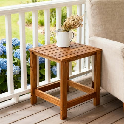 Utoplike Teak Outdoor Side Table for Patio, Adirondack Sides Tables | Pool Coffee Accent Table, Wood End Tables for Garden, Backyard, Bed, Living Room, Couch - size: 1-Tier