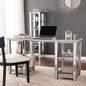 Hassyee Luxury Mirrored Computer Desk Versatile PC Laptop Desk with 4 Open Shelves for Home Office, Tempered Glass Study Writing Table Workstation with Spacious Tabletop for Reading or Doing Homework