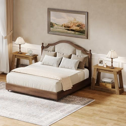 Tribesigns Wood End Table, Small Side Table with 2 Storage Shelves, Rustic Accent Narrow Nightstand for Living Room, Bedroom (2, Light Brown) - color: Light Brown