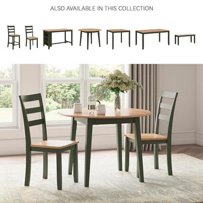 Signature Design by Ashley Gesthaven Green Dining Chairs Set of 2, Ladder Back Wood Kitchen Chairs, Natural Mango Wood Seat, Casual Seating for Dining Rooms - color: Light Brown & Green