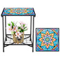 Cinnvoice Outdoor Side Table 2-Tier Storage Square Small Mosaic Patio Accent Indoor End Plant Coffee Tea Table for Yard Patio Porch Garden Living Room, Bedroom(Mandala Style) - style: Mandala Style
